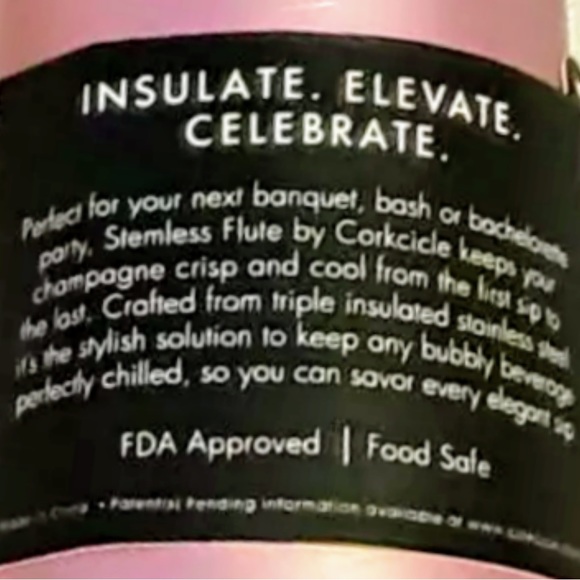 Corkcicle Wine Flutes - One Pair of Rose Metalic Stemless Stainless Steel 7 oz - Picture 4 of 4